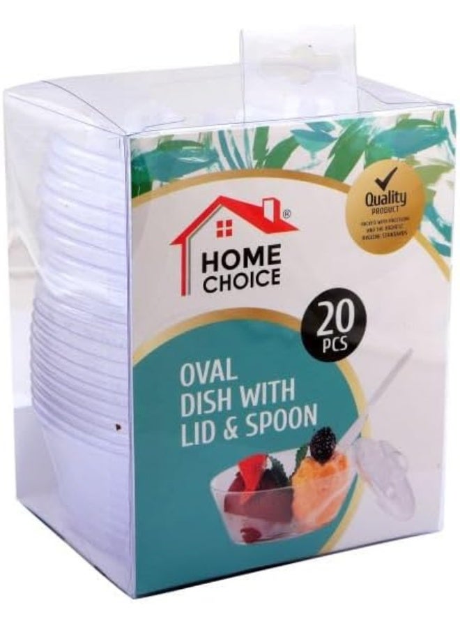 HOME CHOICE 20 قطعة، كوب Oval قابل للتصرف مع غطاء وملعقة - Image 1