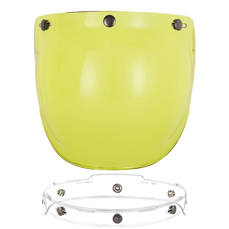 Generic Retro Bubble Visor Motorcycle Helmet Lens Kit Yellow transparent bracket