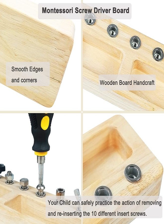 Yowlieu 14 Pcs Kids Montessori Screwdriver Board Set, Wooden Screw Driver Activities Tools Montessori Toys for 3 4 5 Year Old, Basic Skills Educational Sensory Learning Toy for Kids Toddlers Preschool - Image 4