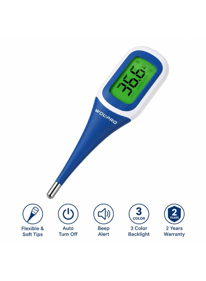 WOLAID WOLPRO Digital Thermometer Flexible Tip with LCD Display & Fever Alert – Fast & Accurate Reading - Image 4