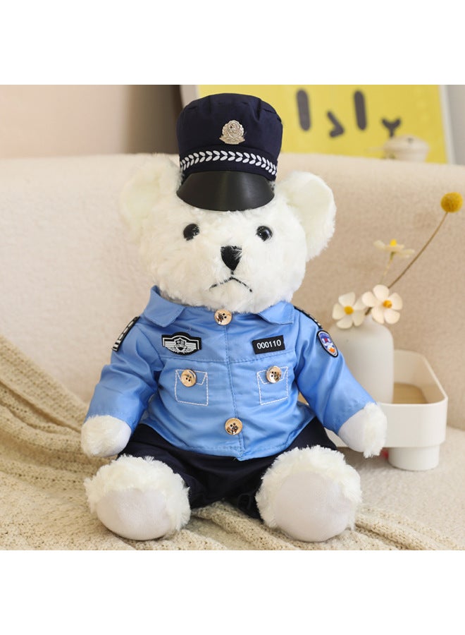 Traffic Police Bear Doll Teddy Bear Plush Toy Doll Special Police Fire Police Bear Police Bear Doll Wholesale-Color:The White Police Bear-Height:25cm - Image 1