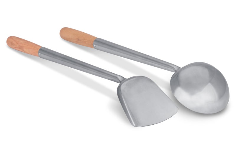 Craft Wok Ladle and Spatula Set with Wooden Handles for Asian Chinese Carbon Steel Woks Traditional / 732W325 - Image 2