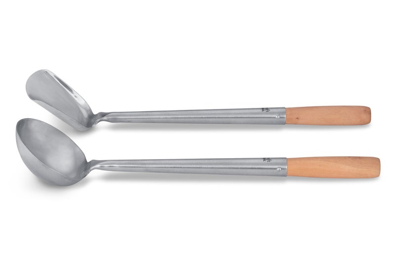 Craft Wok Ladle and Spatula Set with Wooden Handles for Asian Chinese Carbon Steel Woks Traditional / 732W325 - Image 3
