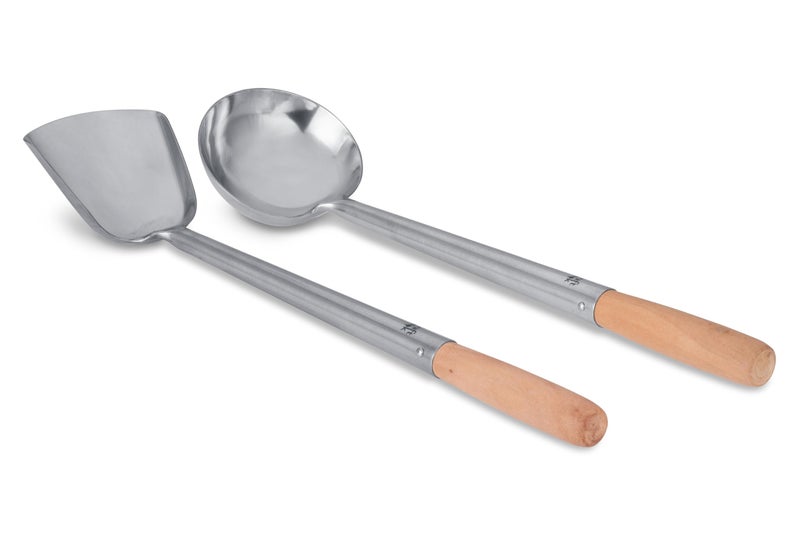 Craft Wok Ladle and Spatula Set with Wooden Handles for Asian Chinese Carbon Steel Woks Traditional / 732W325 - Image 5