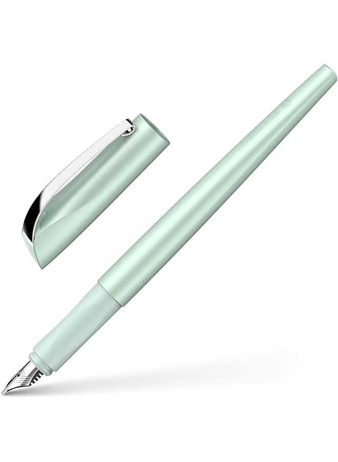 Schneider Callissima Calligraphy Fountain Pen 1.1 Mm Refillable Metallic Mint Barrel Bermuda Blue Ink Cartridge 163711  - Image 1