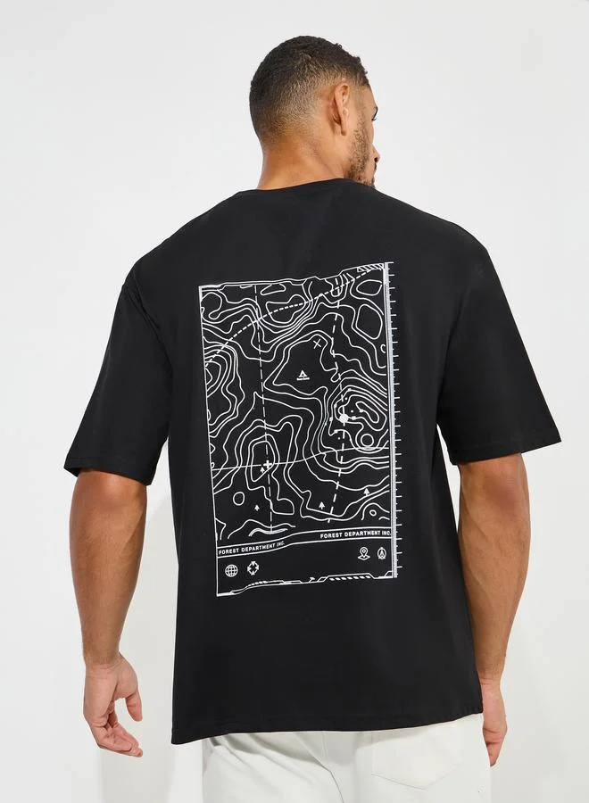 Styli Styli Back Graphic Print Oversized Cotton Rich T-Shirt