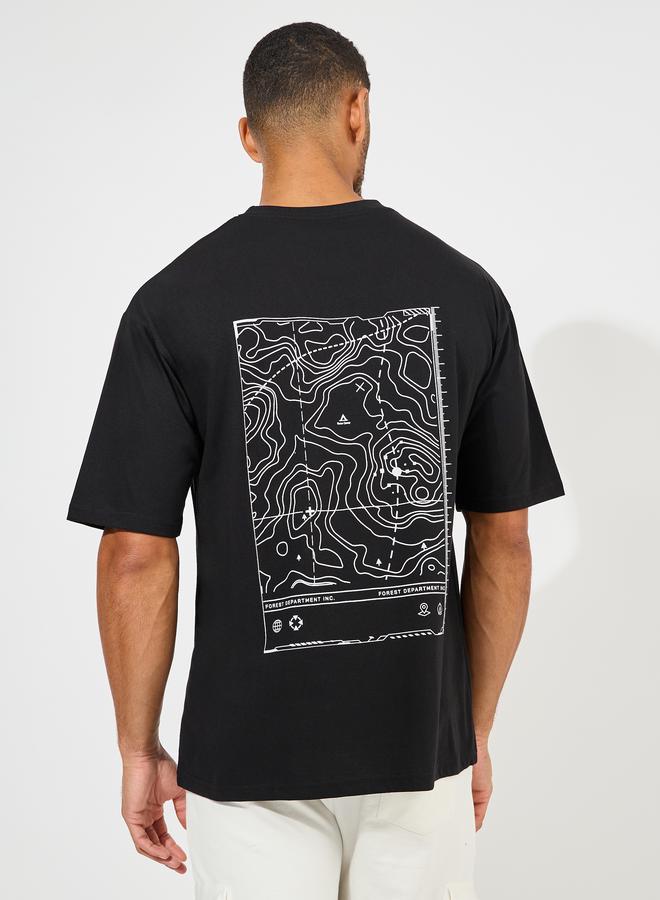 ستايلي تيشيرت قطن مطبوع برسومات خلفية كبير الحجم - Image 5