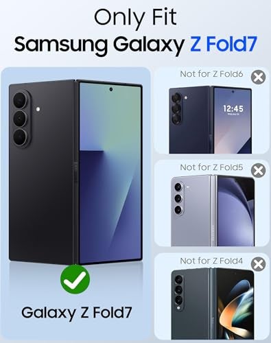 oupeigar for Samsung Galaxy Z Fold 7 Case Magnetic with Screen Protector, Fit for Magsafe, Hinge Protection, Skin Feel Ultra Thin Stylish Translucent Matte PC, Shockproof Cover for Z Fold 7-Black - Image 2