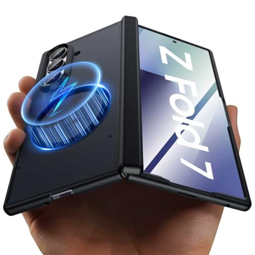 oupeigar for Samsung Galaxy Z Fold 7 Case Magnetic with Screen Protector, Fit for Magsafe, Hinge Protection, Skin Feel Ultra Thin Stylish Translucent Matte PC, Shockproof Cover for Z Fold 7-Black - Image 1