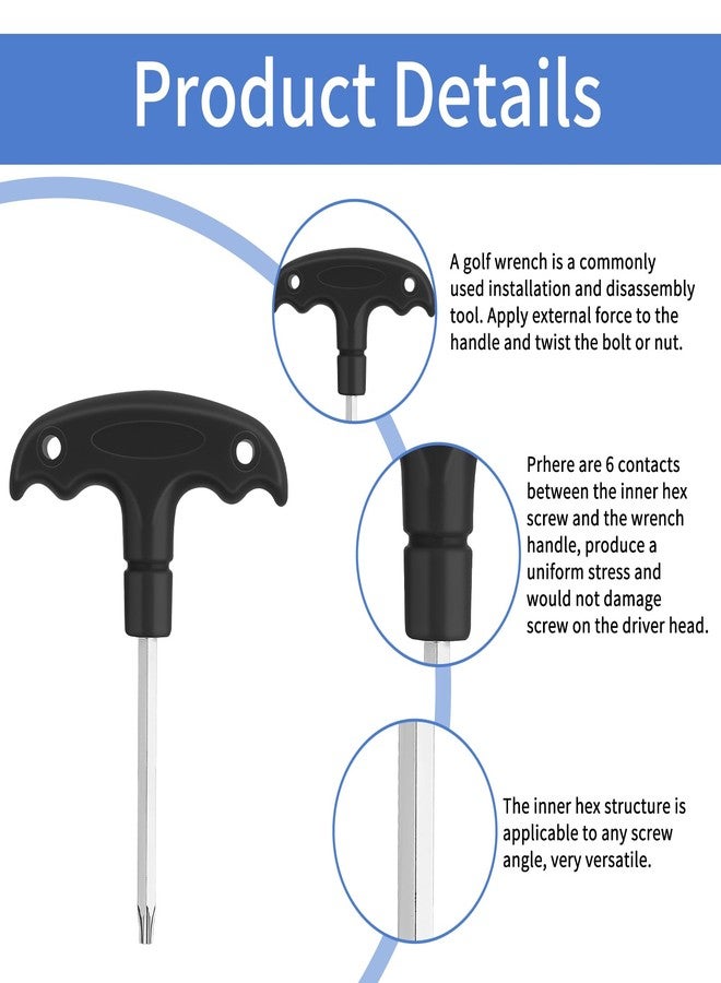Sliverdew Golf Club Wrenches Tools Golf Torque Wrench Golf Head Adjustment Tool Stainless Steel Golf Club Driver Torque Tool with Plastic Handle, T20, Black - Image 3
