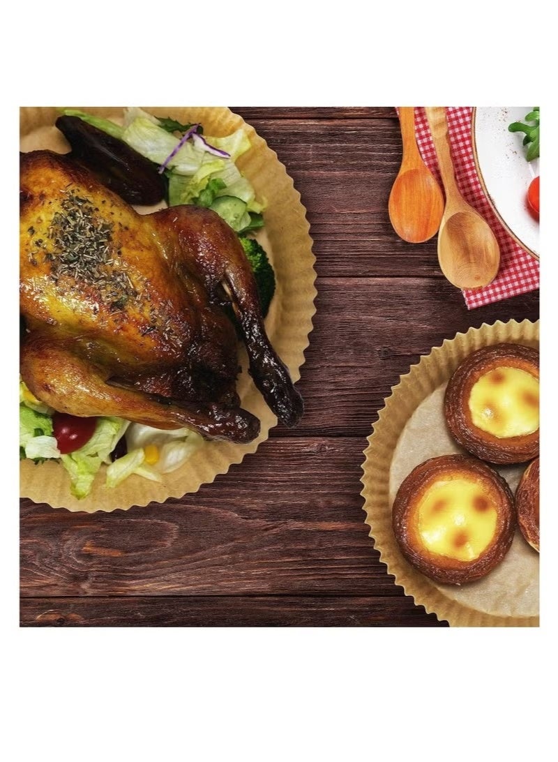 Air Fryer Paper 100pcs Round Disposable Liners Non Stick Oil Proof Heat Resistant Baking Paper for Air Fryer Oven Cooking - Image 1