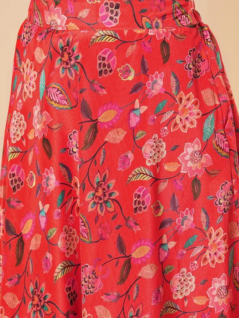 جلو باص Women Printed Top With Skirt Co-Ords