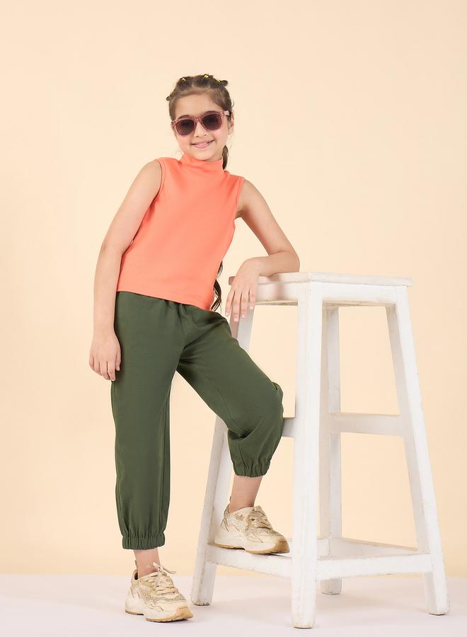 Stylo Bug Girls Green Cotton Regular Cargo Pants - Image 5