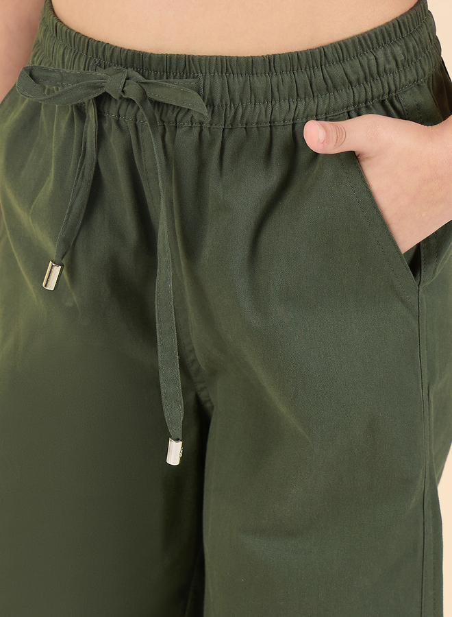 Stylo Bug Girls Green Cotton Regular Cargo Pants - Image 4