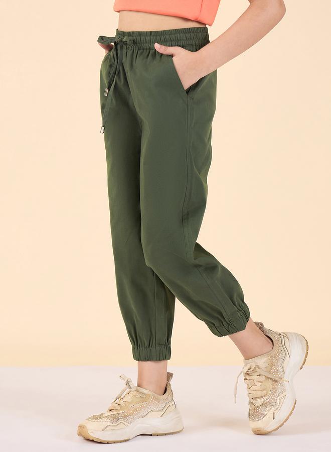 Stylo Bug Girls Green Cotton Regular Cargo Pants - Image 2
