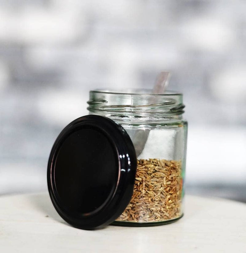 Jetwals Glass Jar AirTight Storage Container For Kitchen Glass Jar For Spices Grains Glass Jars glass jar 200ml spoon Set of 10 - Image 5