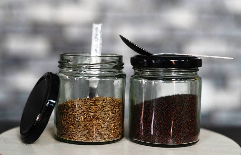Jetwals Glass Jar AirTight Storage Container For Kitchen Glass Jar For Spices Grains Glass Jars glass jar 200ml spoon Set of 10 - Image 3