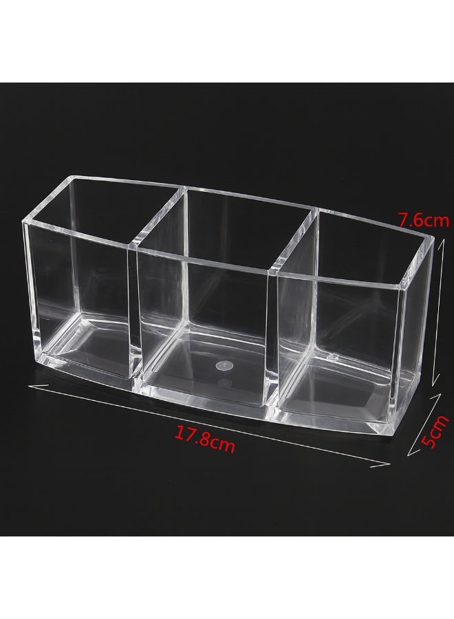 منظّم فرش مكياج شفاف من الأكريليك بسماكة 2.8 مم – يحتوي على 3 أقسام لحفظ فرش التجميل، وحامل أقلام وقرطاسية للمكتب (بحجم ‎17.8 × 7.6 × 5 سم). - Image 5