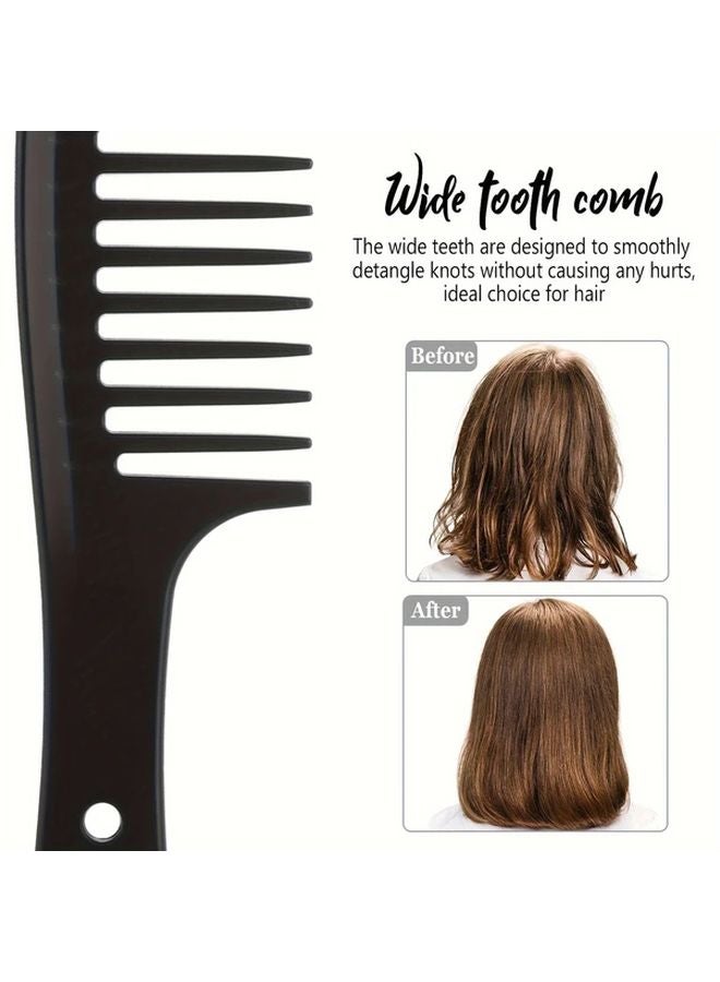 3pcs Black Hair Comb Set Wide And Fine Tooth Detangling Anti Static Heat Resistant - Image 2