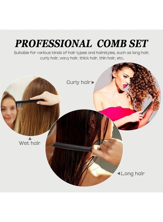3pcs Black Hair Comb Set Wide And Fine Tooth Detangling Anti Static Heat Resistant - Image 5