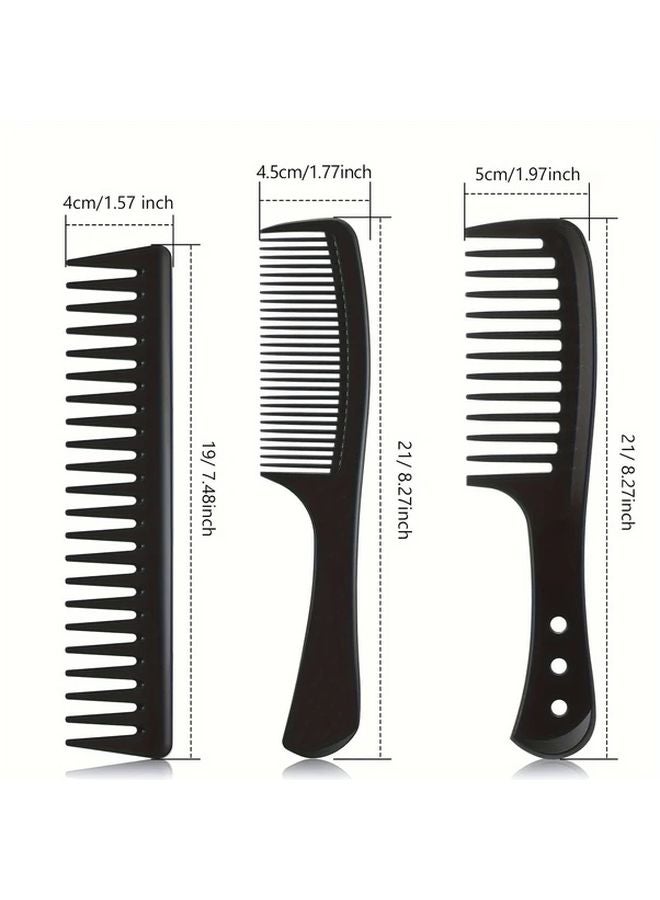 3pcs Black Hair Comb Set Wide And Fine Tooth Detangling Anti Static Heat Resistant - Image 4