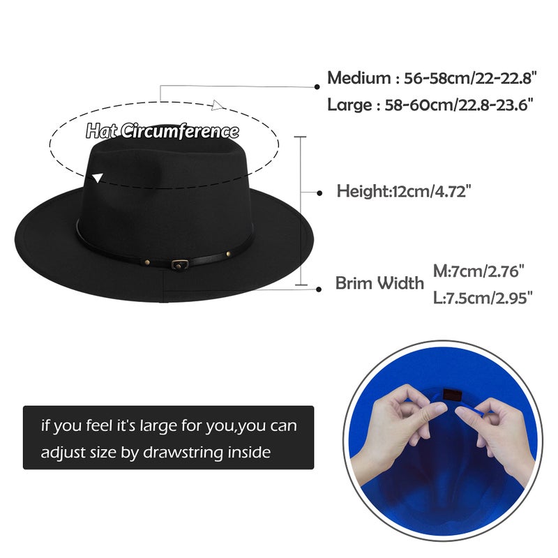 jingsha Fedora Hats for Men & Women Wide Brim Fedora Felt Panama Hat Men's Dress Hats with Belt Buckle - Image 2