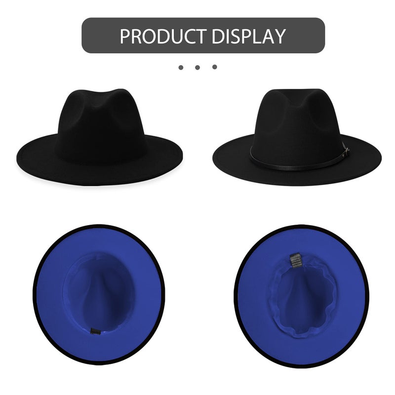 jingsha Fedora Hats for Men & Women Wide Brim Fedora Felt Panama Hat Men's Dress Hats with Belt Buckle - Image 4