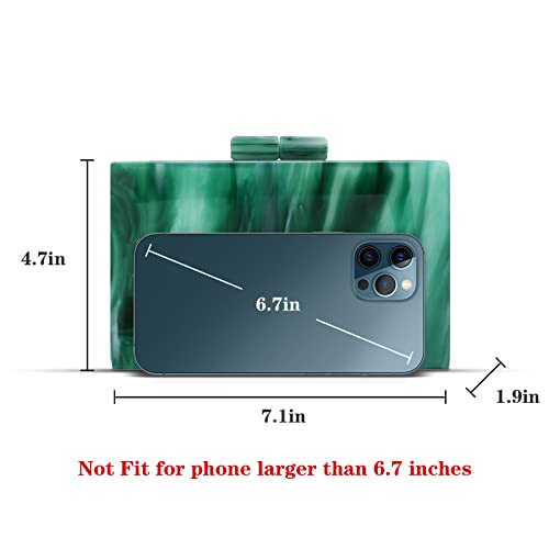 Gets Malachite Green Acrylic Evening Bag Unique Square Bag Cocktail Wedding Party for Women Dress Purse Evening Clutch (Dark green) - Image 4