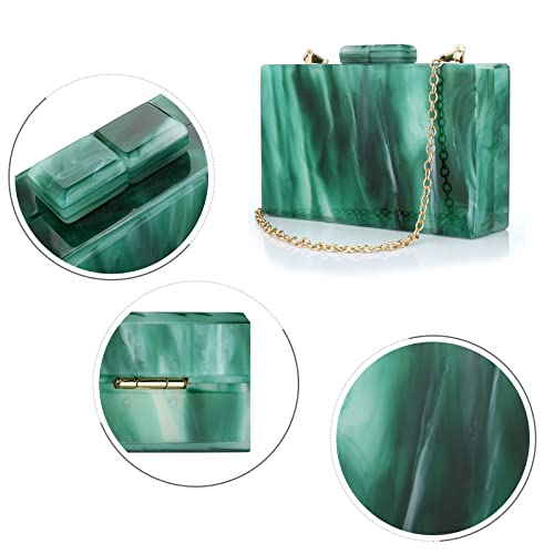Gets Malachite Green Acrylic Evening Bag Unique Square Bag Cocktail Wedding Party for Women Dress Purse Evening Clutch (Dark green) - Image 5