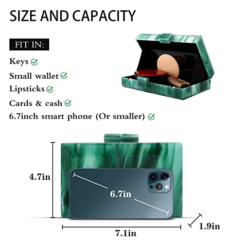 Gets Malachite Green Acrylic Evening Bag Unique Square Bag Cocktail Wedding Party for Women Dress Purse Evening Clutch (Dark green) - Image 2