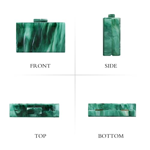 Gets Malachite Green Acrylic Evening Bag Unique Square Bag Cocktail Wedding Party for Women Dress Purse Evening Clutch (Dark green) - Image 3