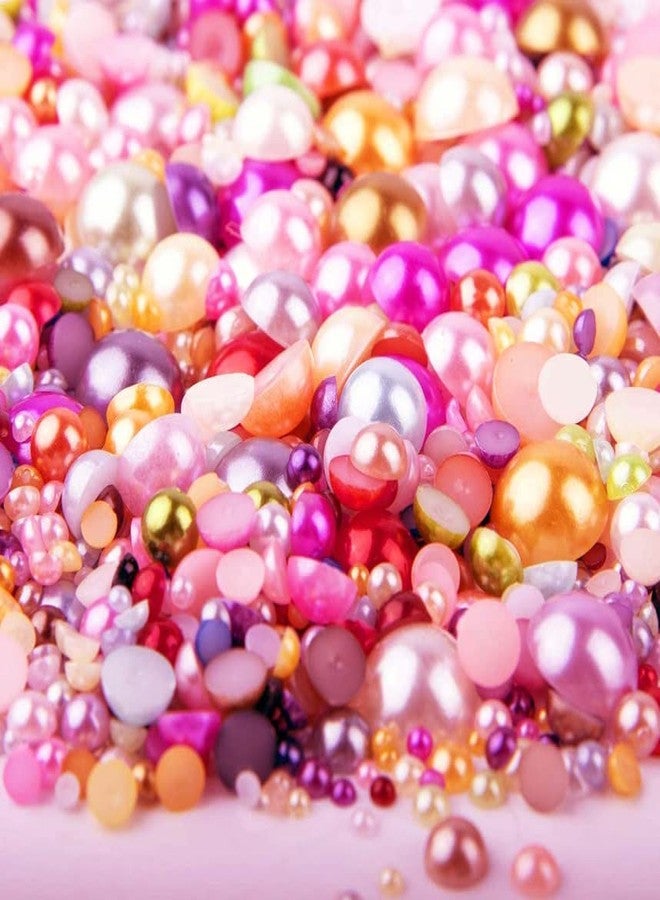 DIY Crafts 450 Pcs, Mix Sizes, Flatback Half Pearls, Satin Luster ABS Imitation Pearls Mixed Colors Flat Backed Round Half Pearls for Crafts Jewlery Assorted Mixed S (450 Pcs, Mix Sizes) - Image 1