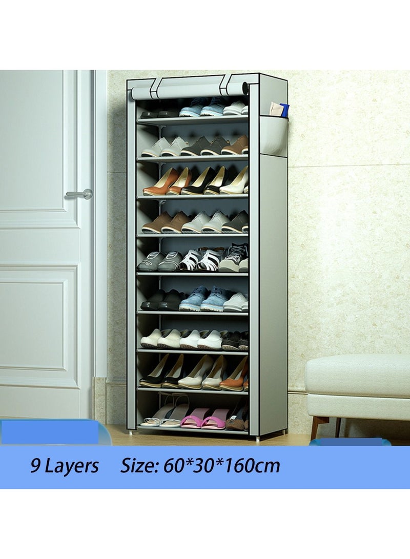 Dreamons Link Simple shoe rack with 9-layers steel pipe assembly, dustproof design, space-saving, suitable for household use, student dormitory storage, and economical shoe cabinet.