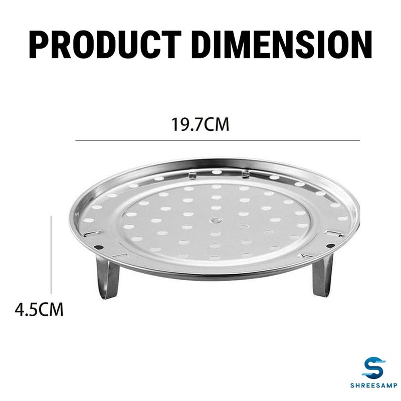 SHREESAMP SHREESAMP Versatile Stainless Steel Steaming Rack with Removable Legs: Enhance Your Steamer for Perfectly Cooked Meals, Steaming Tray Insert Kitchen Accessories [20x20x6 CM] (2 Pcs)  - Image 2