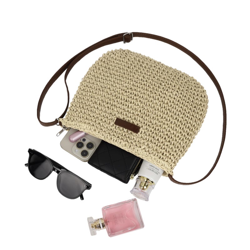 Youjaree Straw Crossbody Bag for Women Handmade Woven Beach Bag Vacation Shoulder Handbag Purse for Summer (Beige) - Image 5