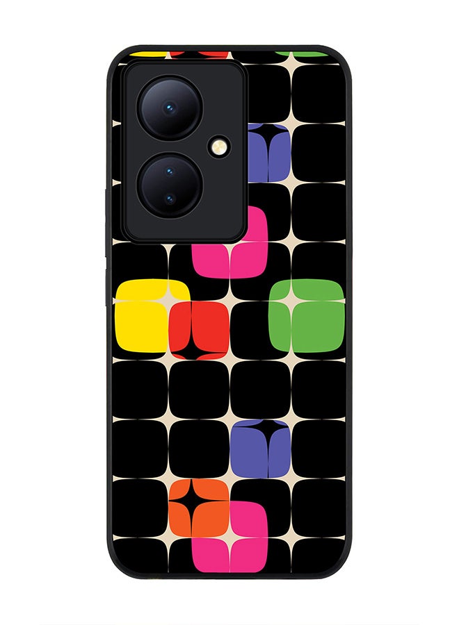 Stylizedd حافظة حواف سوداء متينة لهاتف Vivo V29 Lite، حافظة مرنة رقيقة من المطاط مع حواف مضادة للسقوط - نجم السبعينات - Image 1