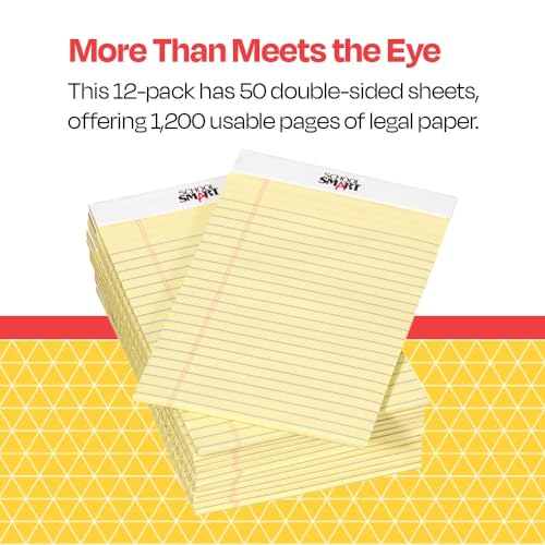 School Smart دفتر قانوني صغير من سكول سمارت، 5 × 8 بوصات، 50 ورقة لكل منها، أصفر كناري، عبوة من 12 - Image 3