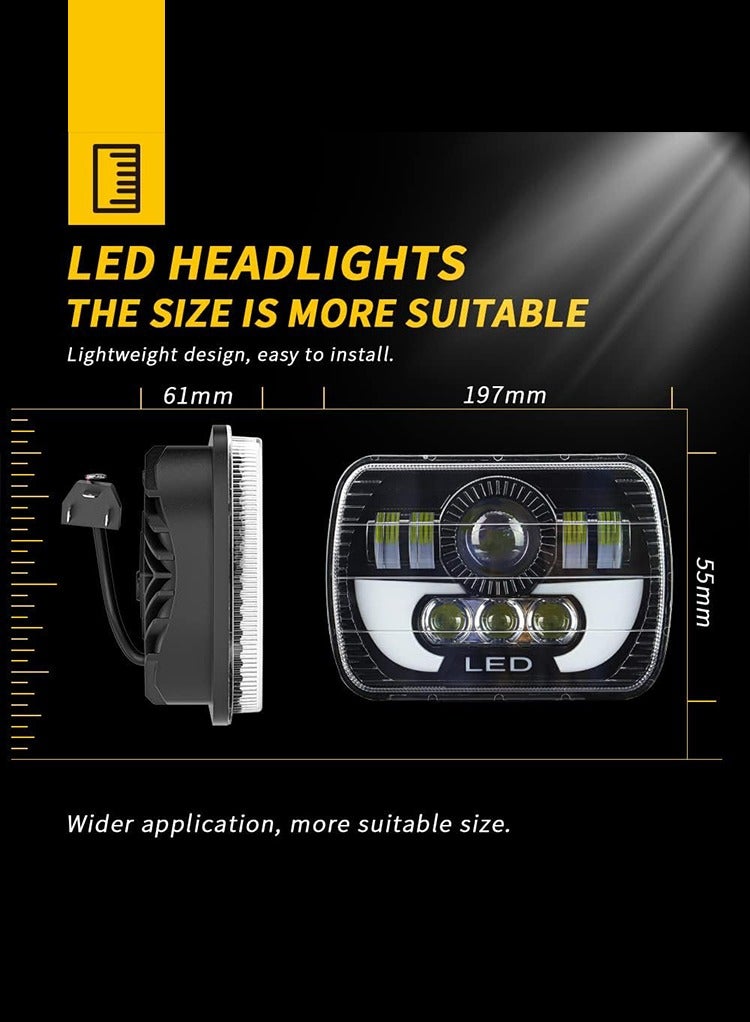 MR.SMART Mr Smart LED Headlights, 7-inch Square, 6000K White, 50000-Hour Lifespan, Temperature Resistant, 2-Pack  - Image 5