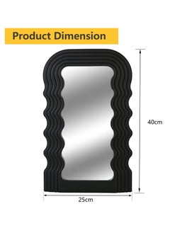 Bluejw Aesthetic Wave Pattern Irregular Frame Mirror, Decorative Desk Wall Mirror for Living Room Bedroom Hallway Home Decor (Black)  - Image 3