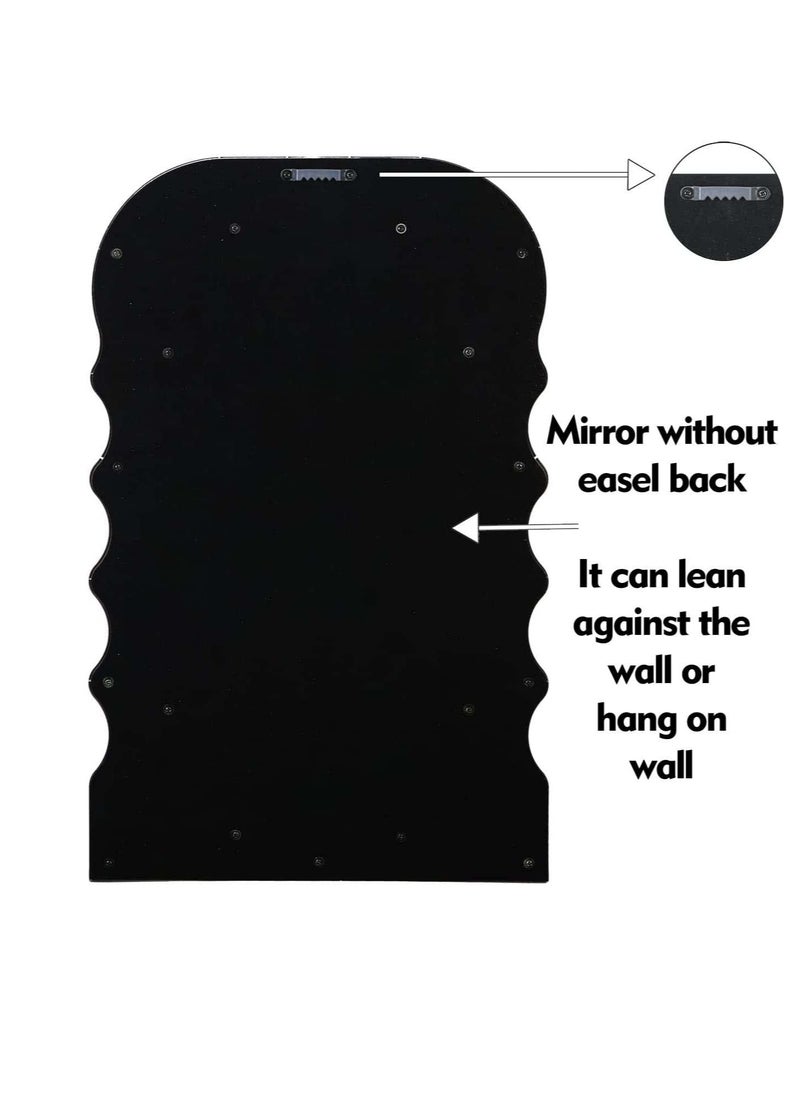 Bluejw Aesthetic Wave Pattern Irregular Frame Mirror, Decorative Desk Wall Mirror for Living Room Bedroom Hallway Home Decor (Black)  - Image 4