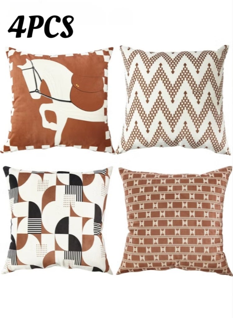 Pillow Covers Set of 4, Throw Pillow Cover, Maillard style Cushion Covers 45cm x 45cm,For Living Room Sofa Couch Bed Pillowcases 18x18 inches（Double sided pattern） - Image 1