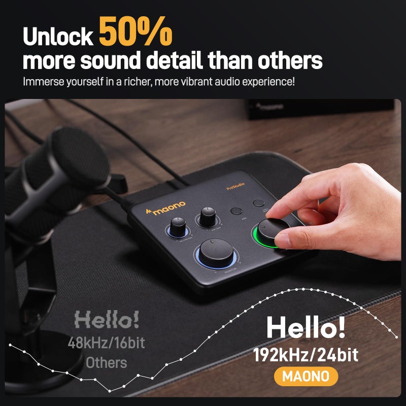 MAONO USB Audio Interface for PC: Interface with XLR Input 24-bit/192kHz Routing Software LOOPBACK ASIO Driver for Recording Music, Home-Studio, Guitar, Podcast, Streaming, DAW(PS22 Lite Black) - Image 2