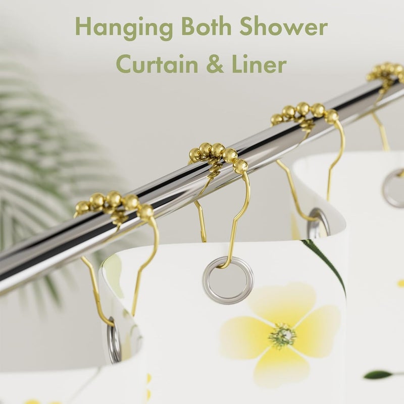 Amazer Gold Shower Curtain Hooks, Shower Curtain Rings Hooks, 12 Pcs Stainless Steel Shower Hooks for Shower Curtain, Rust Proof Shower Curtain Hooks, Shower Hooks for Curtain Bathroom - Image 2