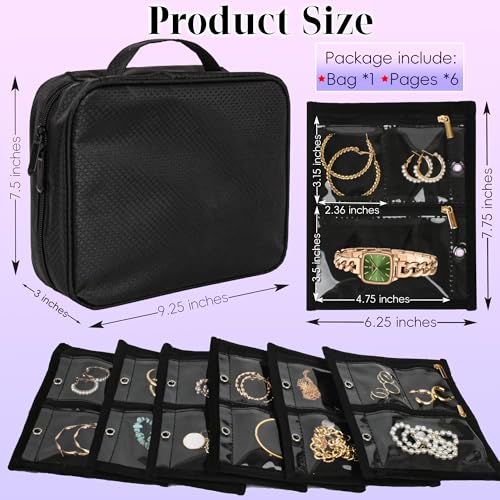 LingLingo Travel Jewelry Organizer Case,Jewelry Bags Jewelry Storage Book Binder with Clear Zipper Velvet Pouch for Traveling,Earrings, Rings, Necklace, Bracelet - Image 2