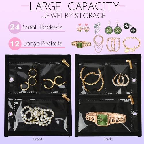 LingLingo Travel Jewelry Organizer Case,Jewelry Bags Jewelry Storage Book Binder with Clear Zipper Velvet Pouch for Traveling,Earrings, Rings, Necklace, Bracelet - Image 3