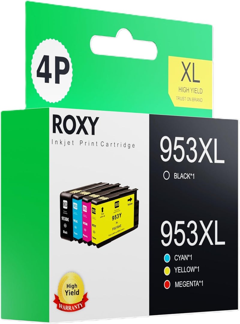 Roxy Ink For Hp 953Xl/954X/955Xl Original Quality For Hp Ink 953Xl Cartridges Multipack Compatible Officejet Pro 7740 8218 8710 8715 8718 8719 8720 8725 8730 8740 (Black, Cyan, Magenta, Yellow) - Image 3