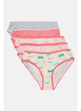Levi's Kids Girl 5 Pack Allover Print Underwear, White  - Image 3