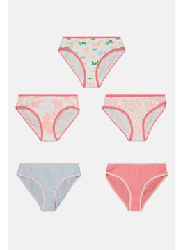 Levi's Kids Girl 5 Pack Allover Print Underwear, White  - Image 1