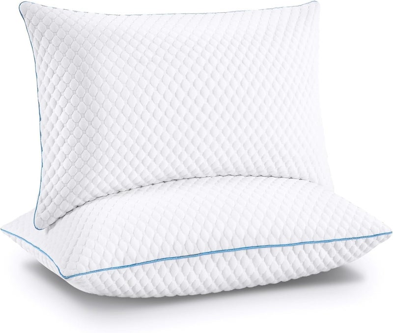 9villa Microfiber Pillow Cooling Side Sleeper Pillow Hotel Bed Pillows Set of 2 for Sleeping Antiq White with Stomach Size 17 * 27 inch - Image 1
