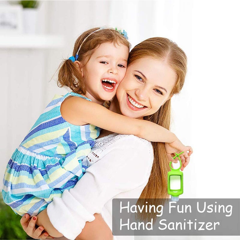 Nonebranded 4 Pack Travel Size Plastic Clear Bottles w/Silicone Sleeve Refillable Empty Squeeze Containers Leakproof Flip Cap Keychain Bottles Hand Sanitizer Holder for Backpack Travel Outdoor (60ml/2oz) - Image 2